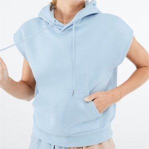Fabletics x Liza Koshy Angela Sleeveless Pullover Hoodie Blue Stone Size M